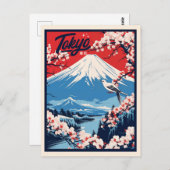 Vintager Fuji, Japan Travel Postkarte (Vorne/Hinten)