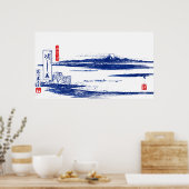 Vintager Fuji Woodblock Print Poster (Küche)