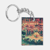 Vintager Funfair im nächtlichen Foto Schlüsselanhänger (Vorderseite links)