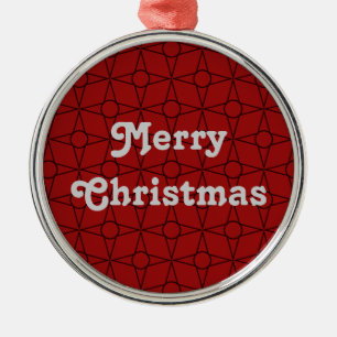 Vintager Funk Premium Runder Ornament, dunkelrot Silbernes Ornament