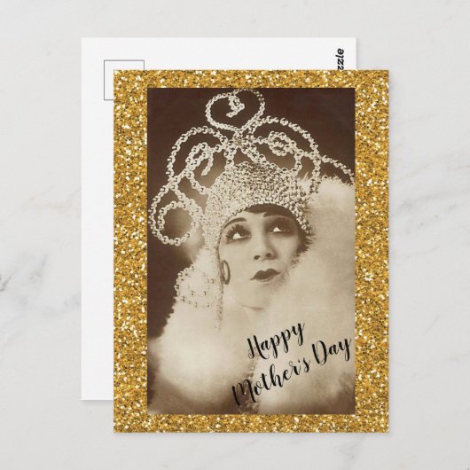 Vintager funkelnd Golddiva-Mutter-Tag Postkarte (Vorne/Hinten)
