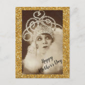 Vintager funkelnd Golddiva-Mutter-Tag Postkarte (Vorderseite)
