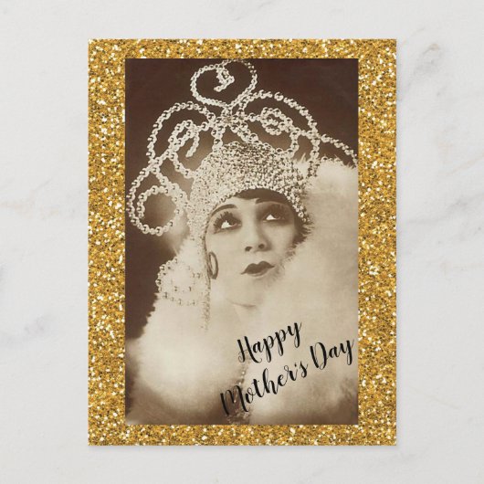 Vintager funkelnd Golddiva-Mutter-Tag Postkarte (Vorderseite)