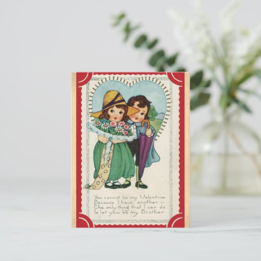 Vintager Funny Platonic Friend Valentinstag Postkarte (Stehend Vorderseite)