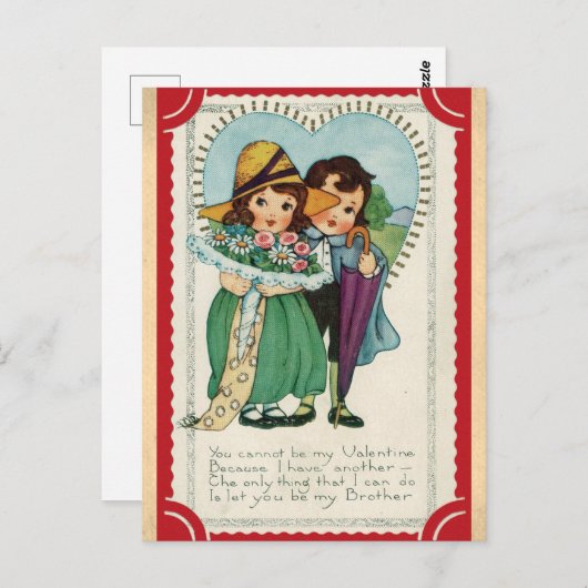 Vintager Funny Platonic Friend Valentinstag Postkarte (Vorne/Hinten)