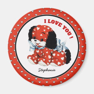 Vintager Funny Puppy Individuelle Name Valentinsta Magnet