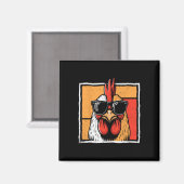 Vintager Funny Rooster Bauer Chickens Vathetag Magnet (Vorderseite/Rückseite)