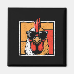 Vintager Funny Rooster Bauer Chickens Vathetag Magnet