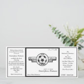 Vintager Fußball-Feldpass Schwarz/Weiß Einladung (Stehend Vorderseite)