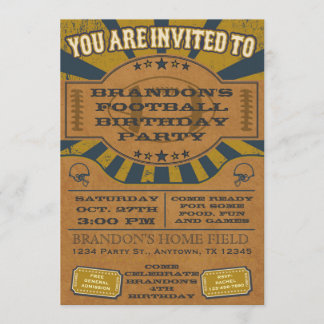 Vintager Fußball Geburtstagsparty Einladung Gold