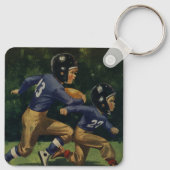 Vintager Fußball, Kinder, Sportler Schlüsselanhänger (Rückseite)