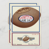 Vintager Fußballfeldpass Bar Mitzvah Einladung (Vorne/Hinten)