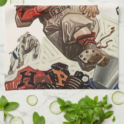 Vintager Fußballspieler Geschirrtuch (Gefaltet)