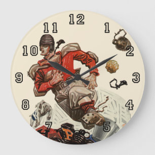 Vintager Fußballspieler Große Wanduhr