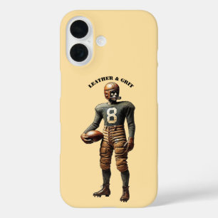Vintager Fußballspieler mit Lederhelm URM iPhone 16 Hülle