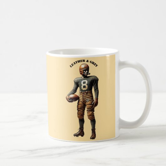 Vintager Fußballspieler mit Lederhelm URM Kaffeetasse (Rechts)