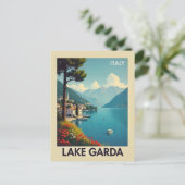 Vintager Gardasee Italien Reisen Postkarte (Stehend Vorderseite)