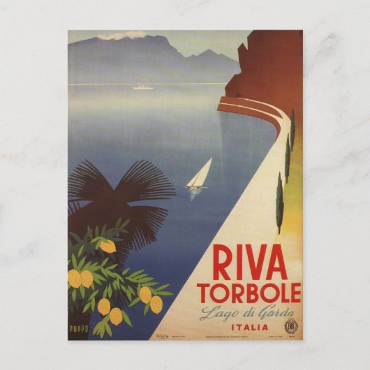 Vintager Gardasee Riva Torbole Italien Tourismus Postkarte (Vorderseite)