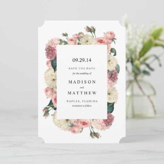 Vintager Garten | Ankündigung Datum freihalten (Stehend Vorderseite)