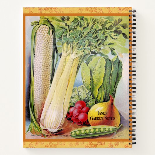 Vintager Garten Art Spirituosen Notebook Notizblock (Rückseite)