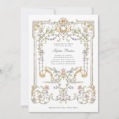 Vintager Garten | Farbenfrohe Elegant-Babydusche Einladung (Vorderseite)