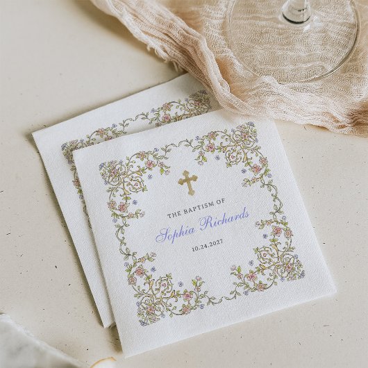 Vintager Garten | Farbenfrohe Elegante Taufe Serviette