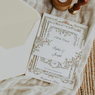 Vintager Garten   Farbenfrohe Luxe Wedding Einladungsbanderole