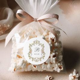 Vintager Garten | Farbenfrohe Luxe Wedding Monogra Runder Aufkleber