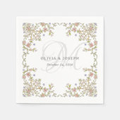 Vintager Garten | Farbenfrohe Luxe Wedding Monogra Serviette (Vorderseite)