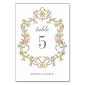 Vintager Garten | Farbenfrohe Luxe Wedding Tischnummer (Vorderseite)