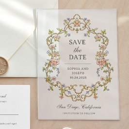 Vintager Garten | Farbenluxe Save the Date Acryleinladungen