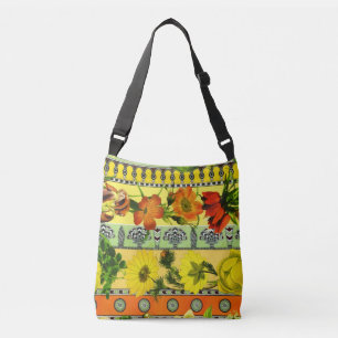 Vintager Garten Gelb Blume Botanischer Garten Tragetaschen Mit Langen Trägern