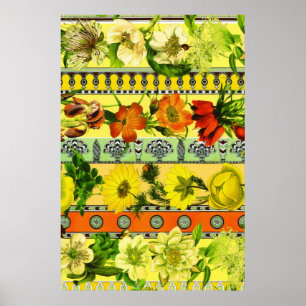Vintager Garten Gelbe Flora Botanischer Garten Poster