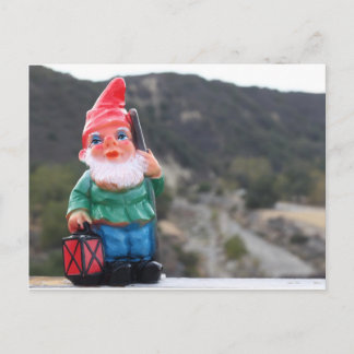 Vintager Garten Gnome mit Lattern und Cane Postkarte