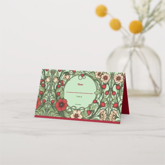 Vintager Garten Jugendstil Gedeckte Platzkarte (Vorderseite)