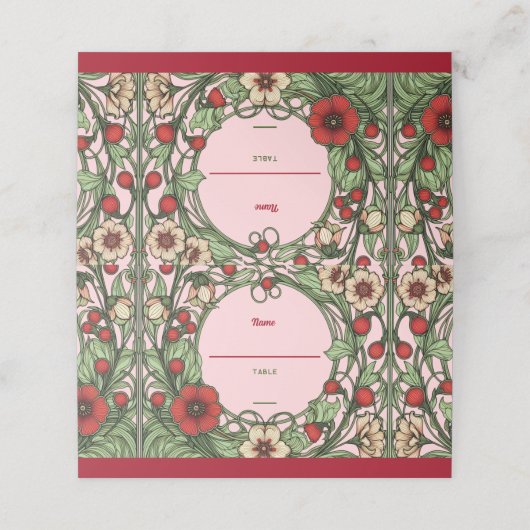 Vintager Garten Jugendstil Gedeckte Platzkarte (Außenseite Aufgefaltet)