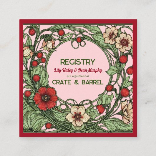 Vintager Garten Jugendstil Hochzeit Begleitkarte (Vorderseite)