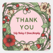 Vintager Garten Jugendstil Hochzeit Quadratischer Aufkleber (Vorderseite)