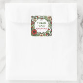 Vintager Garten Jugendstil Hochzeit Quadratischer Aufkleber (Tasche)