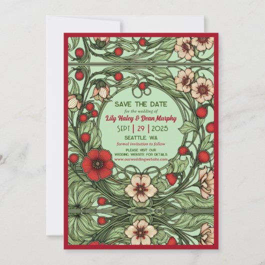 Vintager Garten Jugendstil Hochzeit Save The Date (Vorderseite)