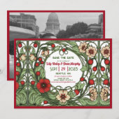 Vintager Garten Jugendstil Hochzeit Save The Date (Vorne/Hinten)