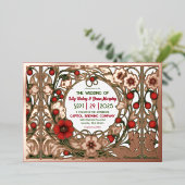 Vintager Garten Jugendstil Rose Gold Folieneinladung (Stehend vorne)