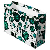 Vintager Garten mit Retroblau Große Geschenktüte (Rückseite Schrägansicht)