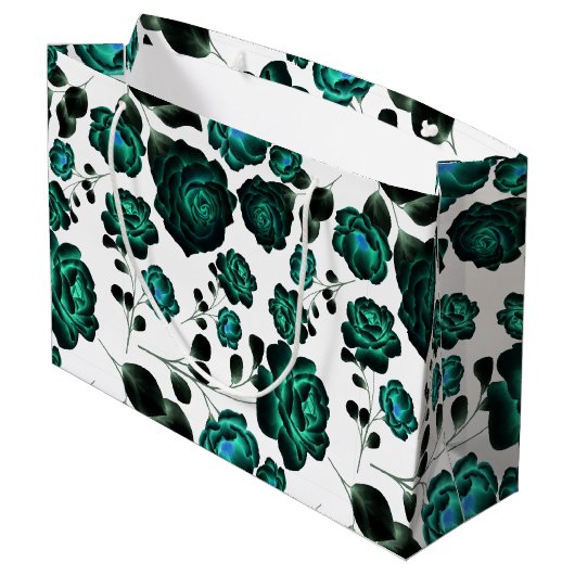 Vintager Garten mit Retroblau Große Geschenktüte (Rückseite Schrägansicht)