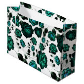 Vintager Garten mit Retroblau Große Geschenktüte (Vorderseite Schrägansicht)