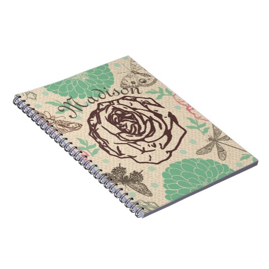 Vintager Garten mit Rose Notizblock (Rechte Seite)