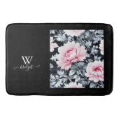 Vintager Garten mit schwarz-rosa Blume Badematte (Vorderseite)