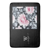Vintager Garten mit schwarz-rosa Blume Badematte (Vorderseite Vertikal)
