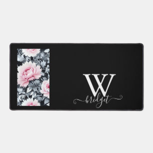 Vintager Garten mit schwarz-rosa Blume Schreibtischunterlage