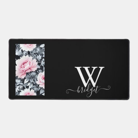 Vintager Garten mit schwarz-rosa Blume Schreibtischunterlage (Vorderseite)